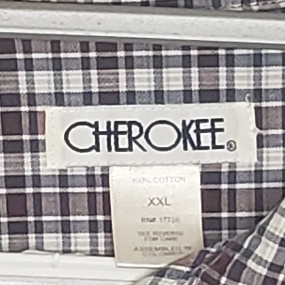 Men's Cherokee button-up shirt Size XXL, burgundy navy and white plaid - Picture 4 of 4